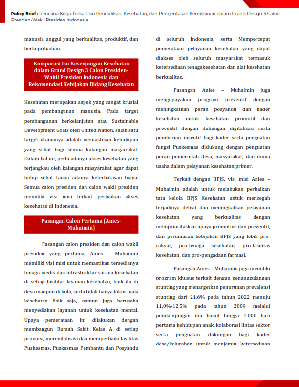Policy Brief Rencana Kerja Terkait Isu Pendidikan, Kesehatan, dan Pengentasan Kemiskinan dalam Grand Design 3 Calon Presiden-Wakil Presiden Indonesia_009