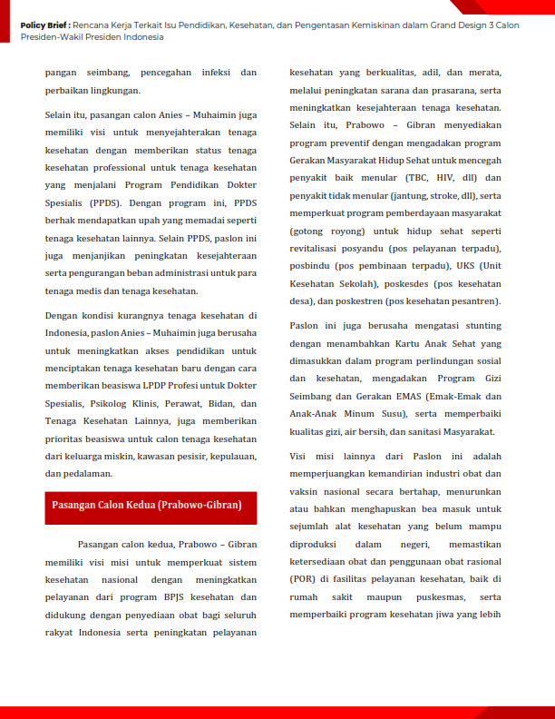 Policy Brief Rencana Kerja Terkait Isu Pendidikan, Kesehatan, dan Pengentasan Kemiskinan dalam Grand Design 3 Calon Presiden-Wakil Presiden Indonesia_010